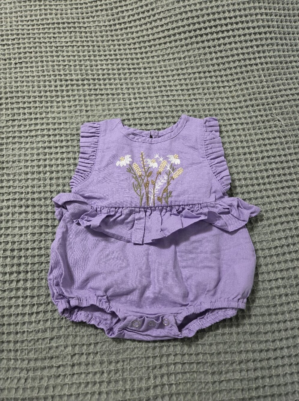 Purple Romper With Flower Design 0-3m